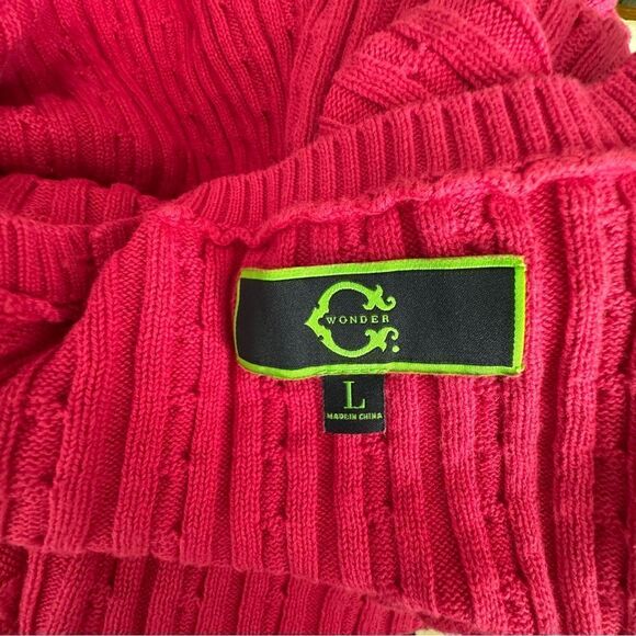 C Wonder Pink Pullover Sweater Cable Knit Long Sleeve SZ L - Picture 10 of 12